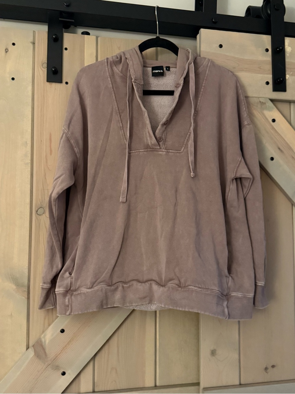 Mono B Dusty Mauve Henley Hoodie